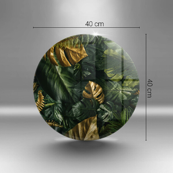 Chopping board glass Monstera golden leaves