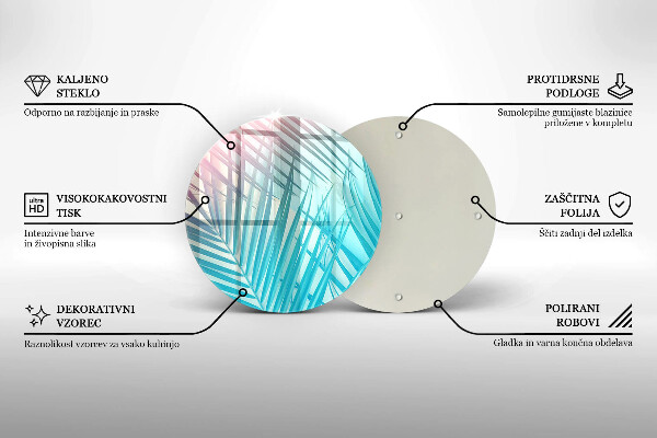 Chopping board glass Pastel leaves