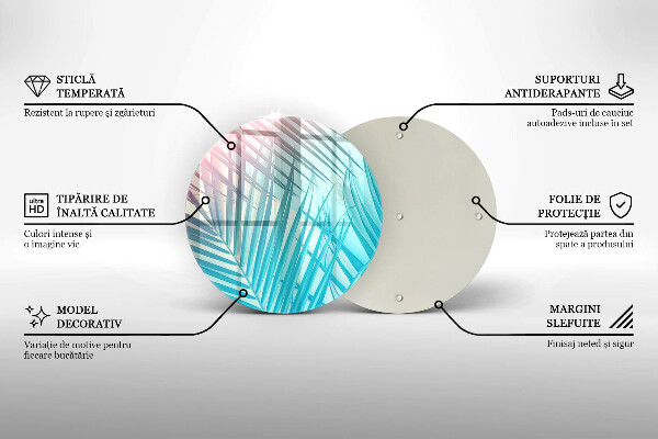 Chopping board glass Pastel leaves