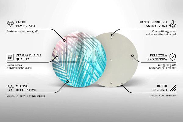 Chopping board glass Pastel leaves