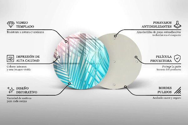 Chopping board glass Pastel leaves