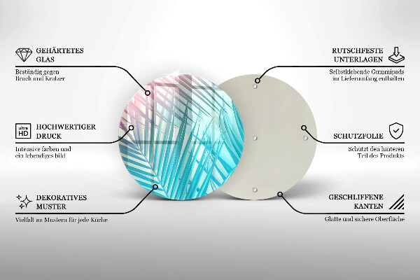 Chopping board glass Pastel leaves