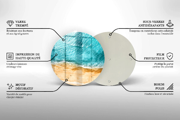 Chopping board glass Bank of the beach and the sea