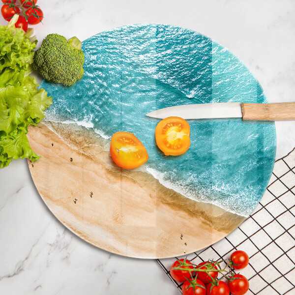 Chopping board glass Bank of the beach and the sea