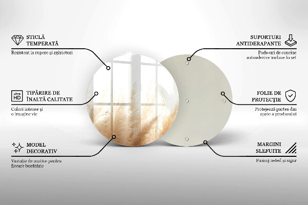 Chopping board glass Pampas grass