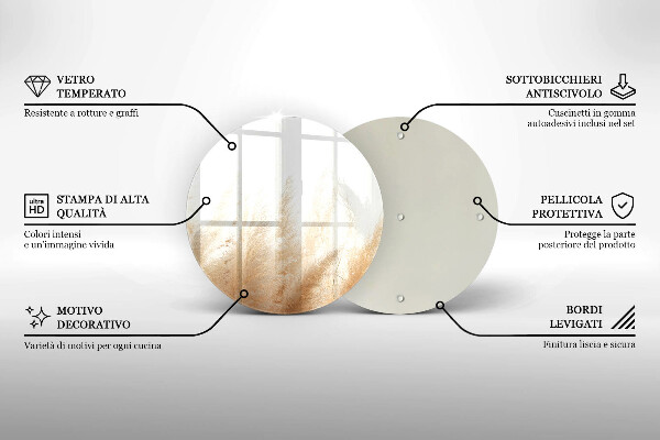 Chopping board glass Pampas grass