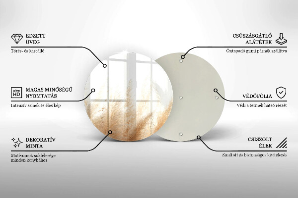 Chopping board glass Pampas grass