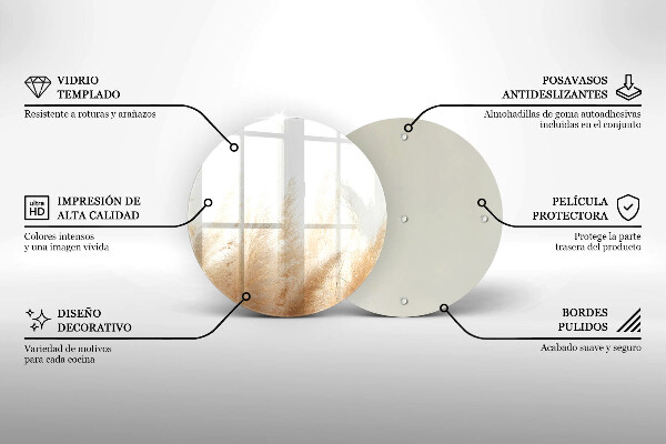 Chopping board glass Pampas grass