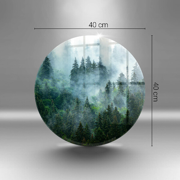 Chopping board glass Forest in the fog