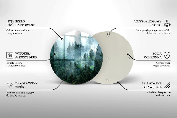 Chopping board glass Forest in the fog