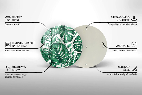 Chopping board glass Monstera leaves