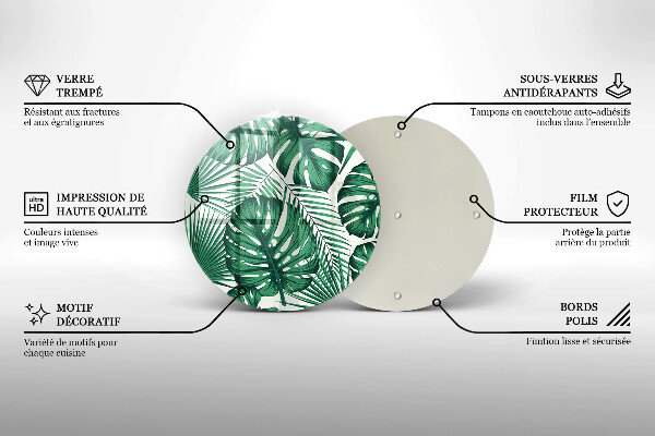 Chopping board glass Monstera leaves