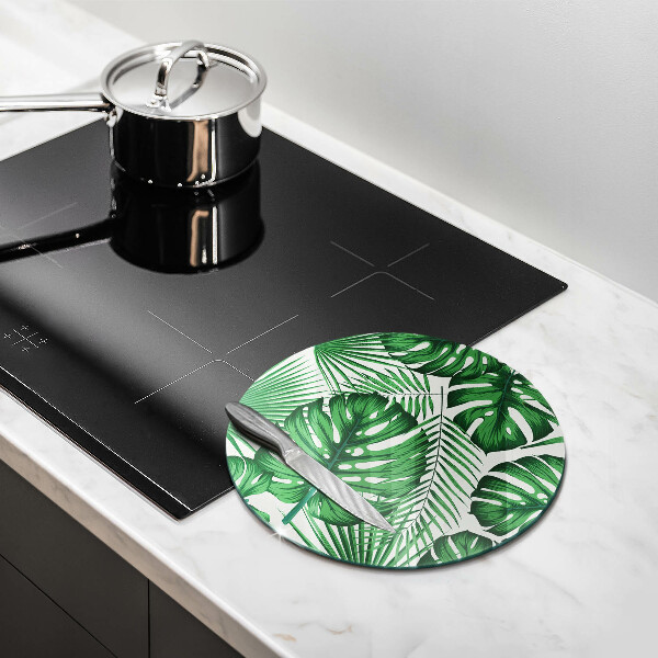 Chopping board glass Monstera leaves