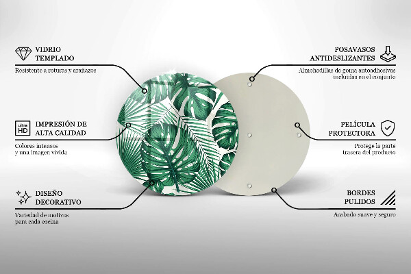 Chopping board glass Monstera leaves