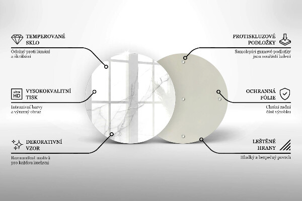 Chopping board glass Delicate white marble