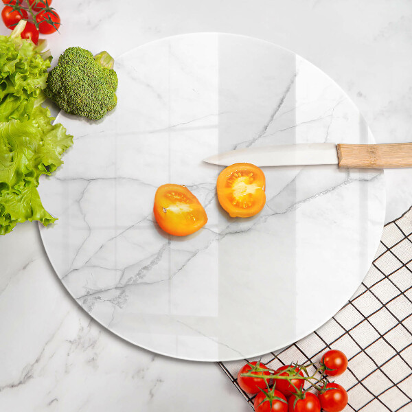 Chopping board glass Delicate white marble