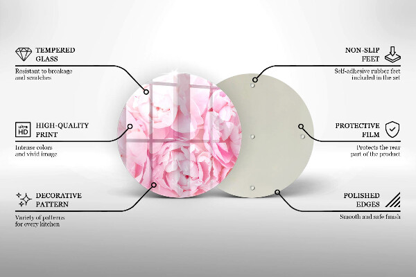 Glass worktop protector Delicate peonies