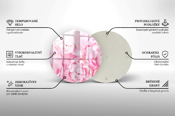 Glass worktop protector Delicate peonies