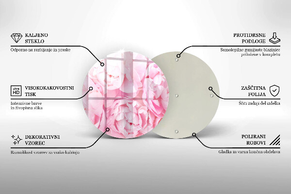 Glass worktop protector Delicate peonies