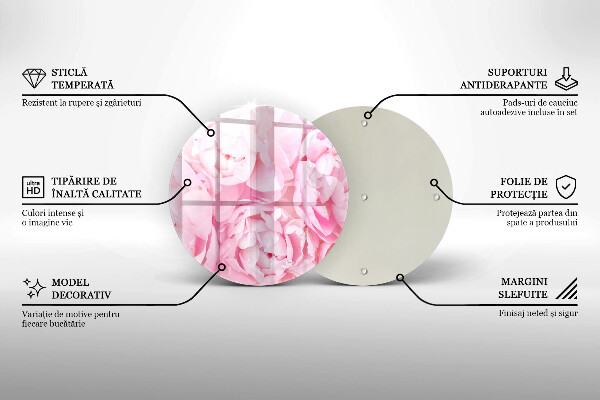 Glass worktop protector Delicate peonies