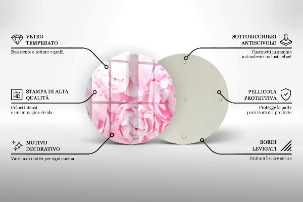 Glass worktop protector Delicate peonies