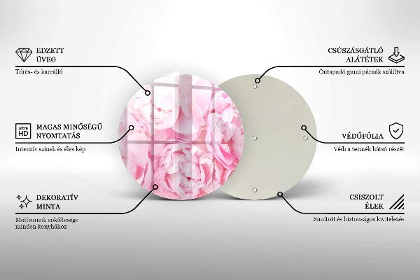 Glass worktop protector Delicate peonies