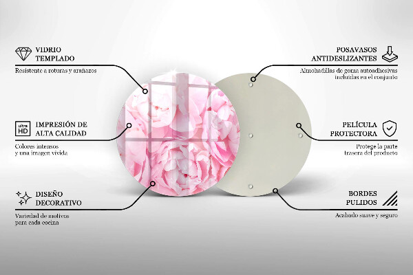 Glass worktop protector Delicate peonies