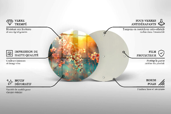 Glass worktop protector Apple flowers in the sun