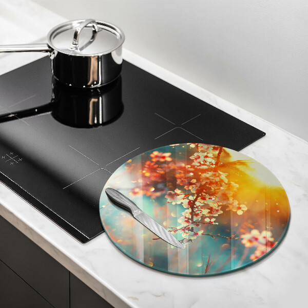 Glass worktop protector Apple flowers in the sun