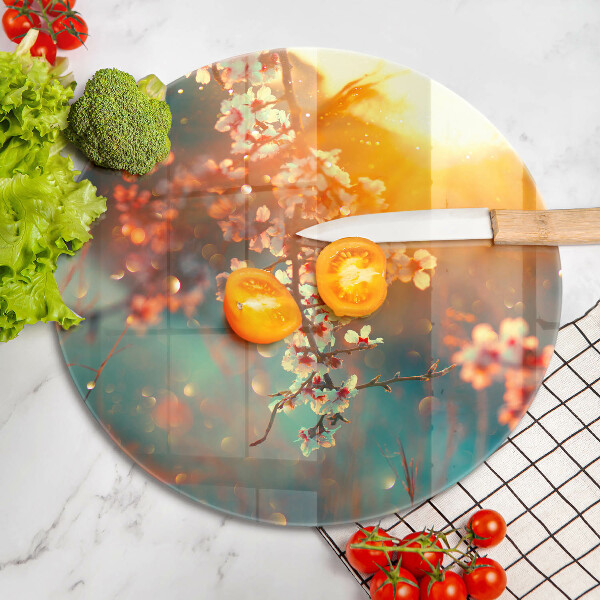 Glass worktop protector Apple flowers in the sun
