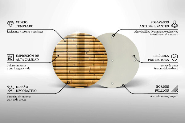 Glass worktop saver Nature boho bamboo