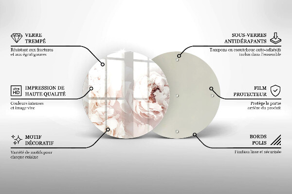 Kitchen worktop protector Pastel peonies
