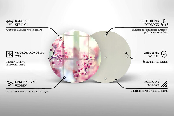 Glass worktop protector Spring pink flowers