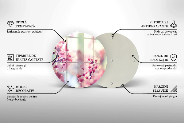 Glass worktop protector Spring pink flowers