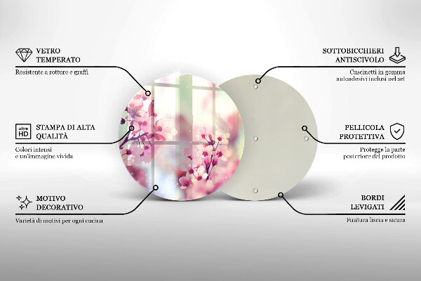 Glass worktop protector Spring pink flowers