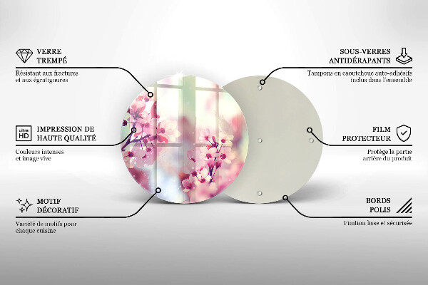 Glass worktop protector Spring pink flowers