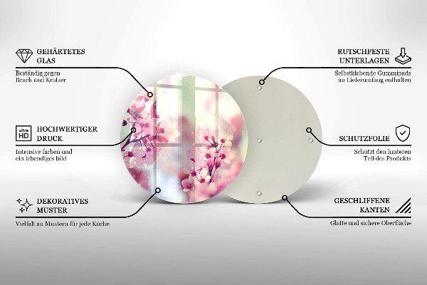 Glass worktop protector Spring pink flowers