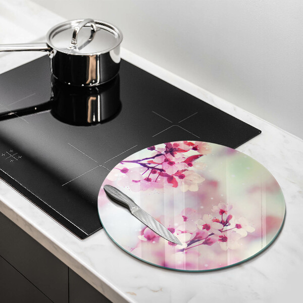 Glass worktop protector Spring pink flowers