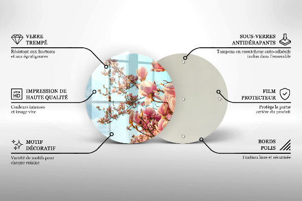 Glass worktop saver Pink Flowers Tree