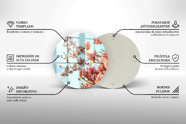 Glass worktop saver Pink Flowers Tree