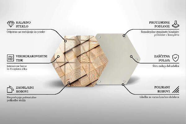 Chopping board glass Wooden squares