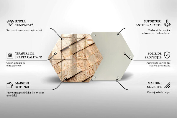 Chopping board glass Wooden squares