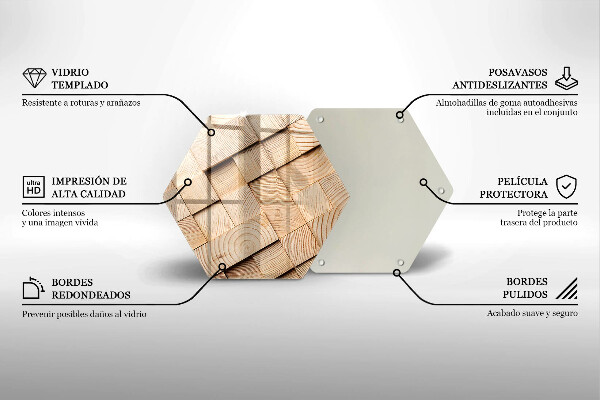 Chopping board glass Wooden squares