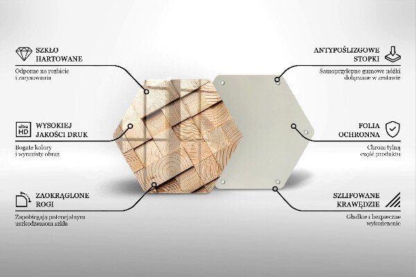 Chopping board glass Wooden squares