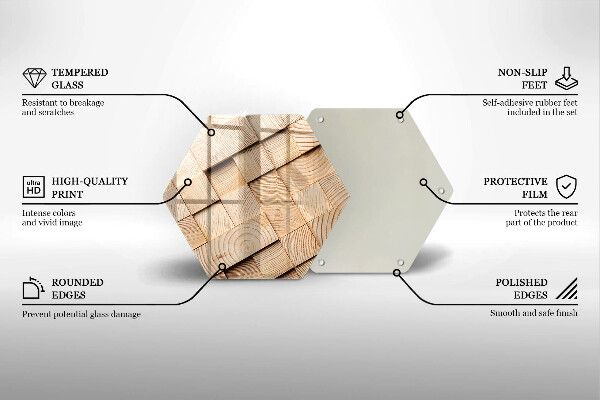 Chopping board glass Wooden squares