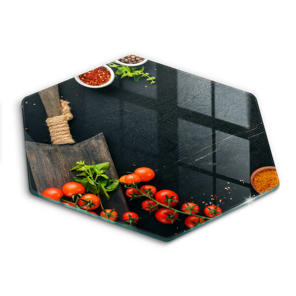 Chopping board glass Cherry tomatoes