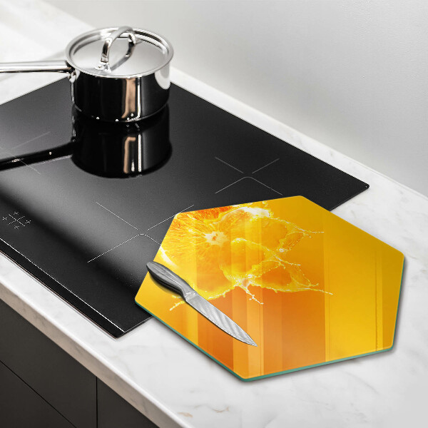 Glass chopping board Juicy fruit of orange
