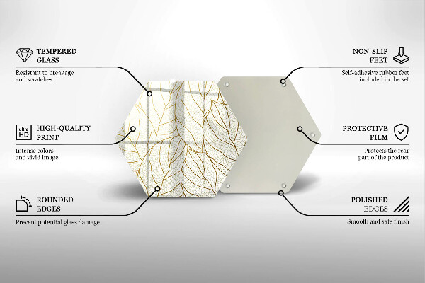 Cutting board Line-art leaves pattern