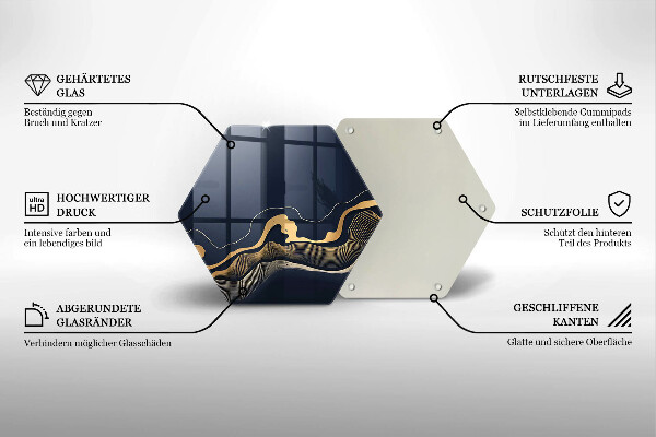 Cutting board Abstraction golden lines