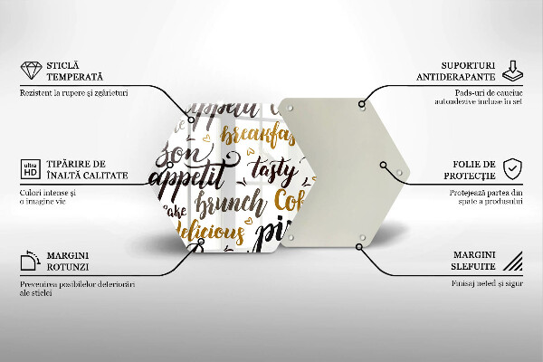 Glass chopping board Text Bon Appetit